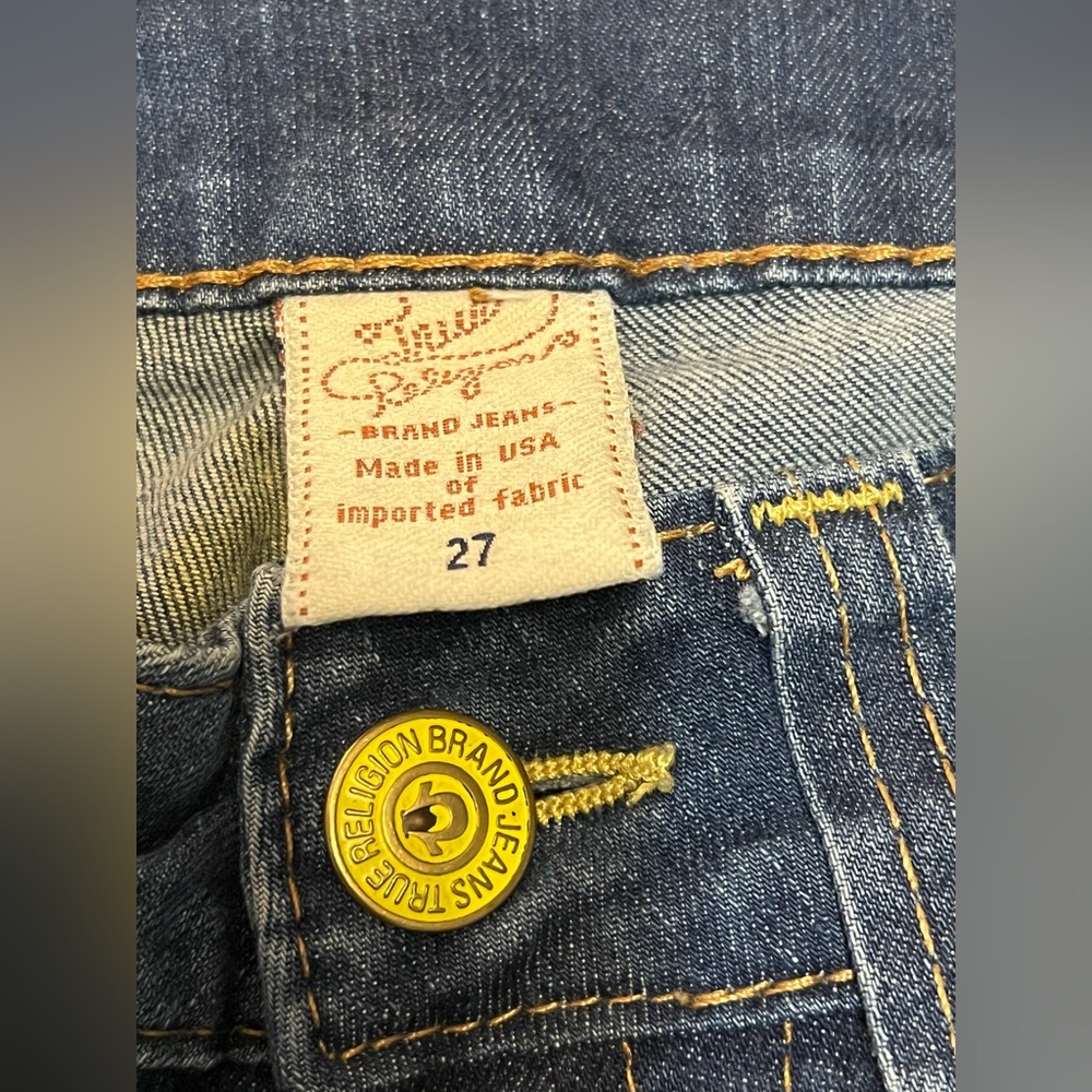 ⭐️ True Religion Yellow Stitch Straight Leg Womens  Jeans - Picture 10 of 13